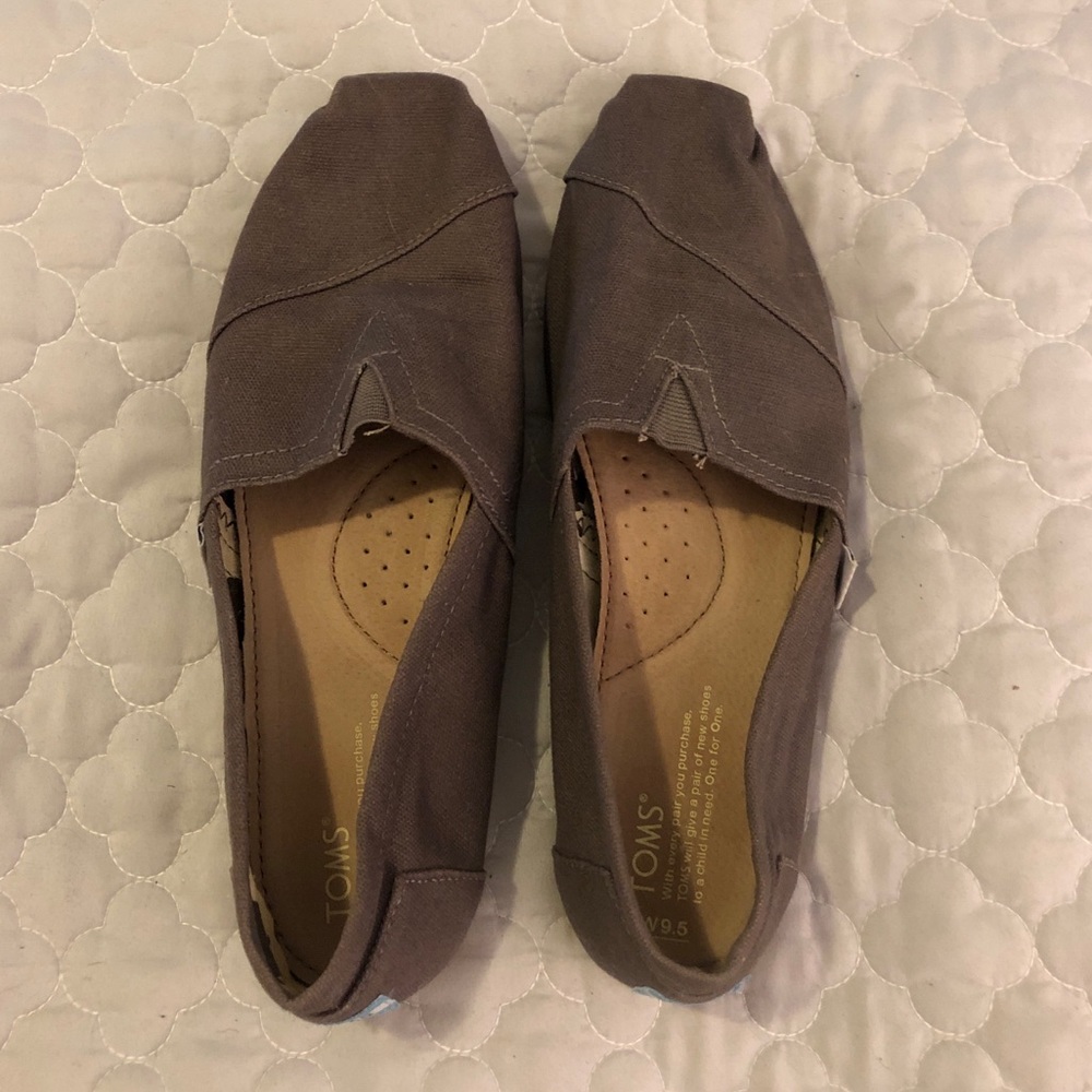Never worn Gray TOMS canvas slipons